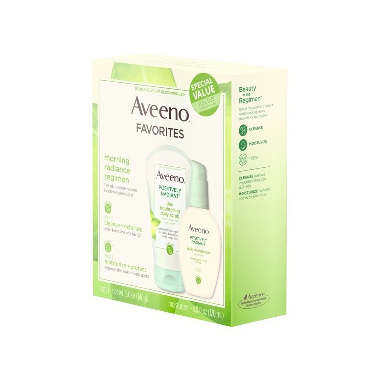 Aveeno Positively Radiant Gift Set For Face Scrub & Moisturizer