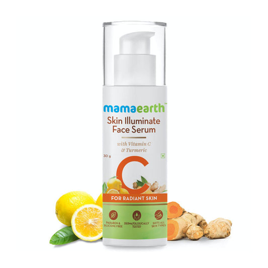 Mamaearth skin illuminate face serum for radiant skin with vitamin C & turmeric 30.0 gm